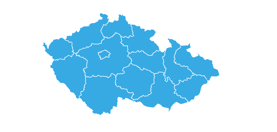 Mapa České republiky - vyberte kraj