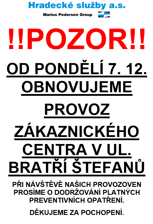 Provoz obnoven Hradecké služby